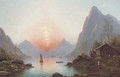 A fjord at sunset - Nils Hans Christiansen