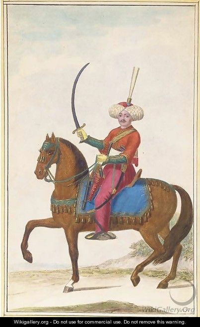 A Turkish horseman carrying a sabre riding to the left - Nicolas Hoffmann