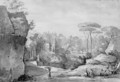 View of the Roman Walls in the Gardens of the Villa Borghese - Nicolas-Didier Boguet