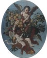 Three putti disporting with swags of fruit - North-Italian School