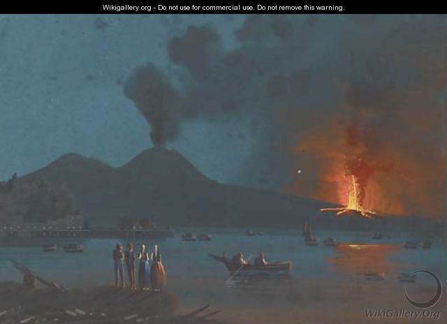 Vesuvius erupting by night, 1872 (illustrated) - Neapolitan School