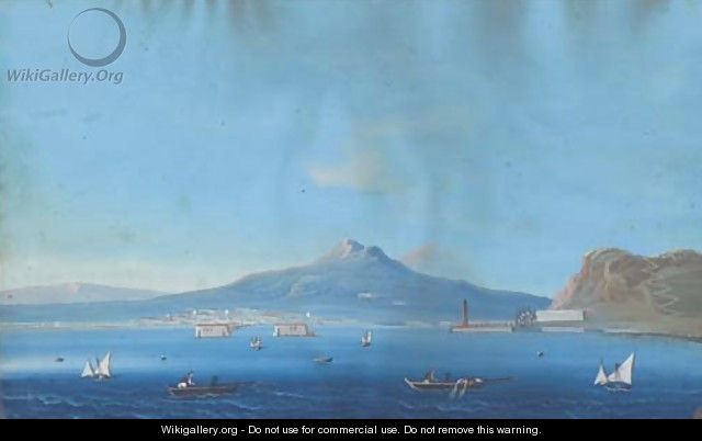 Fishing boats in the Bay of Naples - Neapolitan School