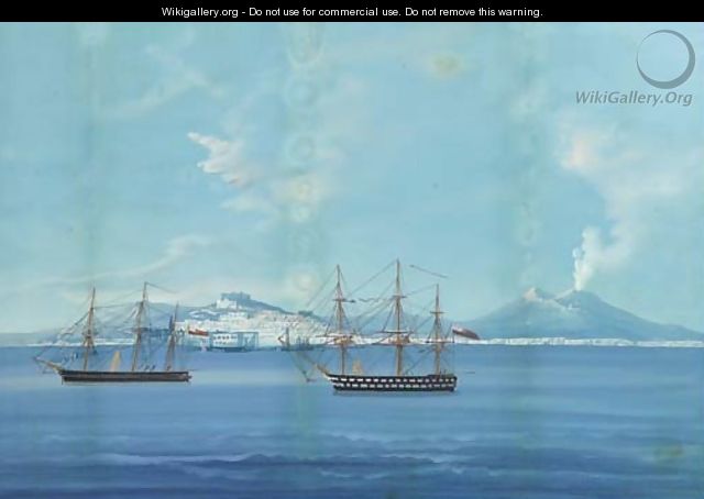English warships anchored in the Bay of Naples - Neapolitan School