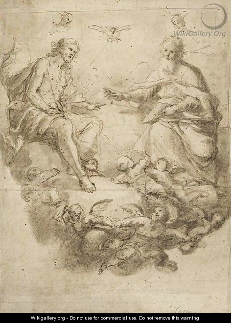 The Holy Trinity attended by putti - Neapolitan School