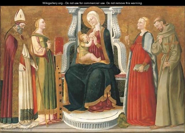 The Madonna and Child with a Bishop Saint, Saints Catherine of Alexandria, Margaret of Antioch and Francis of Assisi - Nero di Bicci
