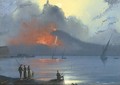 Vesuvius erupting at dusk - Neapolitan School