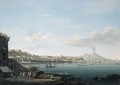 A view of the Bay of Naples from Pozzuoli, with Vesuvius beyond - Neapolitan School