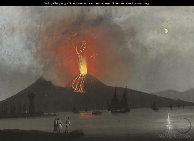 Vesuvius erupting - Neapolitan School