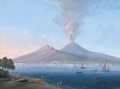 Figures on the Neapolitan coast before an active Vesuvius (illustrated) - Neapolitan School