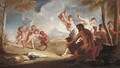 Nymphs, putti and satyrs dancing in a landscape - Nicola Grassi
