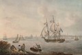 An English frigate in the Mersey off Liverpool - Nicholas Pocock