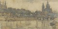 Central station and the St Nicolaas church, Amsterdam, in the evening - Nicolaas Van Der Waay