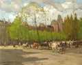 A view of the Rijksmuseum, Amsterdam, with horse-drawn carriages on the Stadhouderskade - Nicolaas Van Der Waay