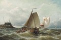 Shipping on choppy waters by a coast - Nicolaas Riegen