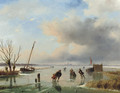 Skaters near Dordrecht - Nicolaas Johannes Roosenboom