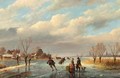 A rendez-vous on the frozen waterway - Nicolaas Johannes Roosenboom
