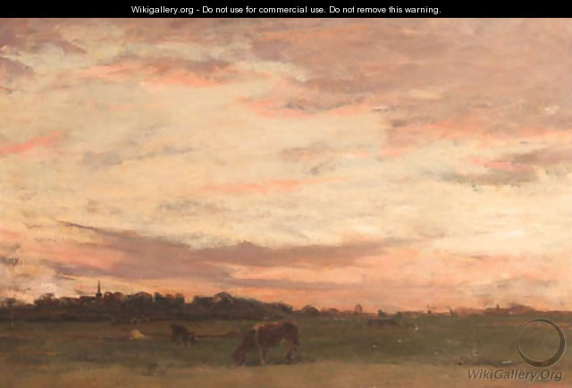 Polder landscape at dusk - Nicolaas Bastert