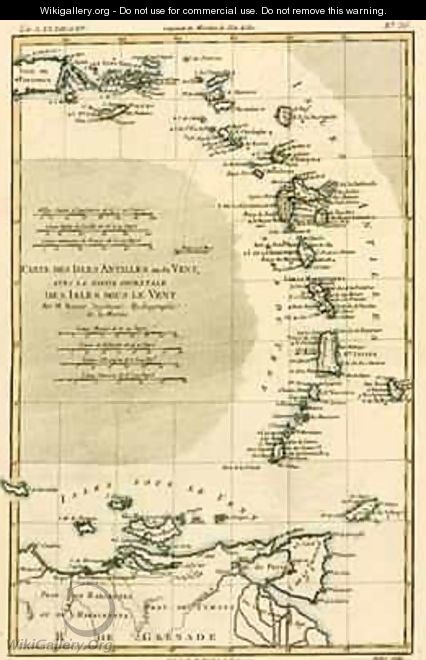 The Lesser Antilles or the Windward Islands, with the Eastern part of the Leeward Islands - Charles Marie Rigobert Bonne