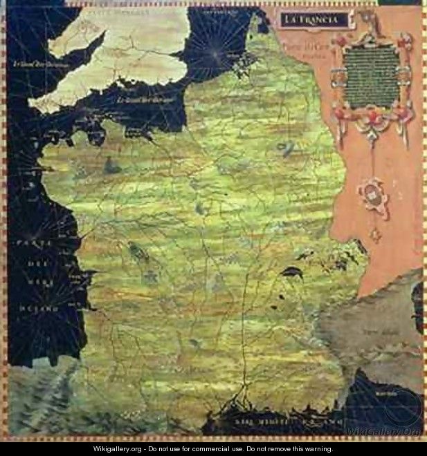 Map of Sixteenth Century France - Egnazio Stefano and Danti Bonsignori