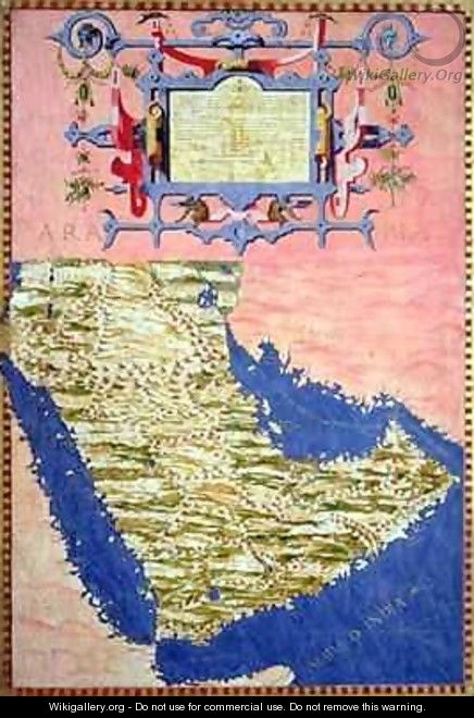 Map of Sixteenth Century Arabia - Egnazio Stefano and Danti Bonsignori