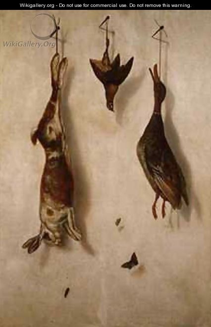 Still-life of dead game hanging on a wall - F.A. Brandel