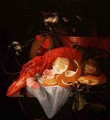 A Still Life with Lobster, Lemon and Grapes - Elias van den Broeck