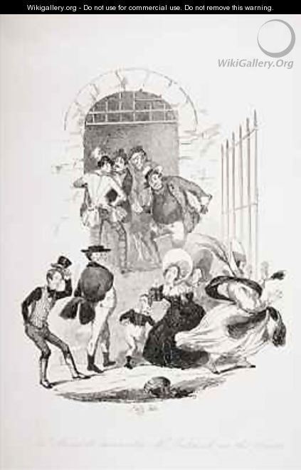 Mrs. Bardell encounters Mr. Pickwick at the prison - Hablot Knight Browne