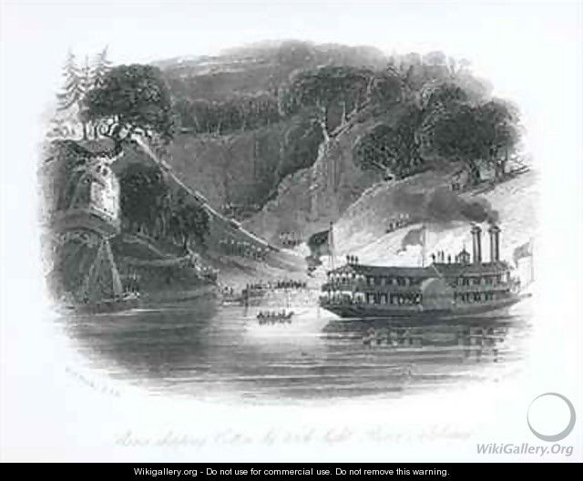 Slaves Shipping Cotton by Torch-Light, River Alambama - (after) Brooke, William Henry