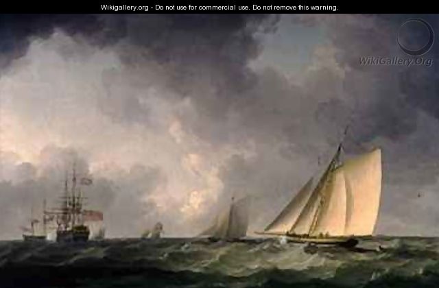 Cutter Close Hauled in a Fresh Breeze, with Other Shipping - Charles Brooking