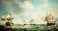 East Indiamen and a smack-rigged Royal Yacht in a breeze off the Downs - Charles Brooking
