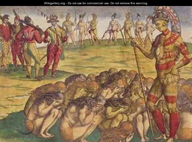 Capture of the Aztecs by the Spanish Colonists - Theodore de Bry