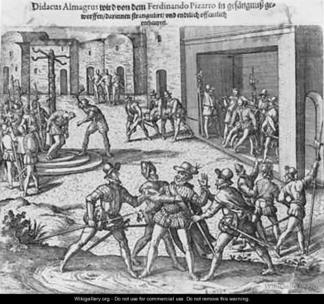 Capture, trial and execution of Diego de Almagro by order of Francisco Pizarro - Theodore de Bry