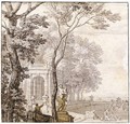 A Pair Of Classical Landscapes With A Fountain In The Foreground, And A View Towards A Lake And Mountains In The Distance - Isaac de Moucheron