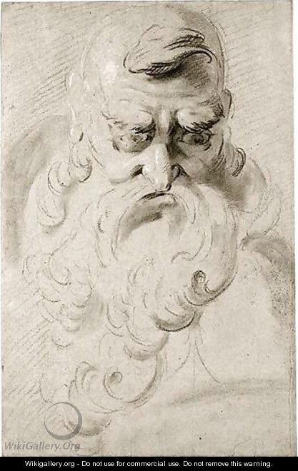 A Grotesque Head Of A Man With A Long Beard - Giuseppe Bernardino Bison