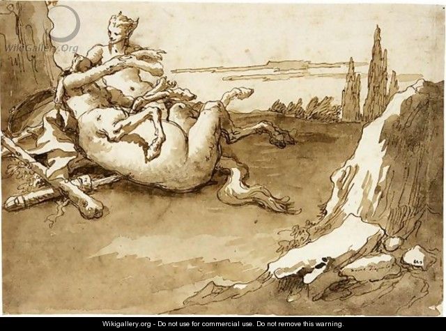 A Centaur And A Female Faun In A Landscape - Giovanni Domenico Tiepolo