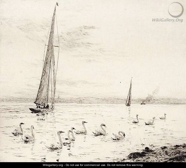 Shailing boats and swans - William Lionel Wyllie