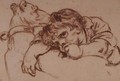 A Boy Resting His Head On A Dog's Back - Jean Baptiste Greuze