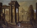 A Capriccio With Roman Ruins - Hubert Robert
