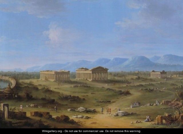 View Of The Ruins At Paestum - Antonio Joli