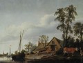 A View Of A Riverbank With A Boatyard - Esaias Van De Velde