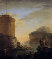 A Mediterranean Coastal View With Shipping And Mariners By A Fort - Jan Asselijn