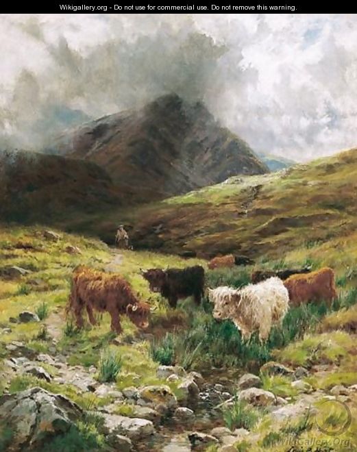 Cattle Watering In The Highlands - Louis Bosworth Hurt