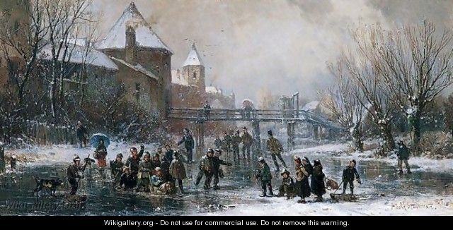 Schlittschuhlaufer (Skaters On A Frozen River) - Adolf Stademann