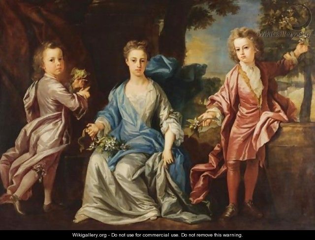 Portrait Of The Children Of The Dashwood Family - Johann Closterman