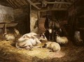 Cattle And Sheep In A Stable - John Frederick Herring, Jnr.