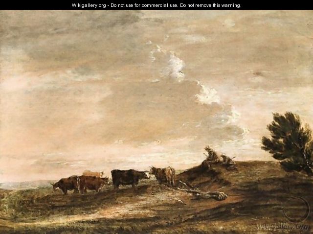 Open Landscape With Rustics And Cattle - Thomas Gainsborough