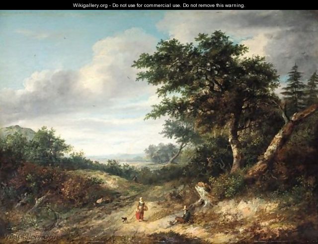 Wooded Landscape With Travellers On A Path - Philip Reinagle