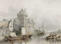 A Town By A River - Salomon Leonardus Verveer