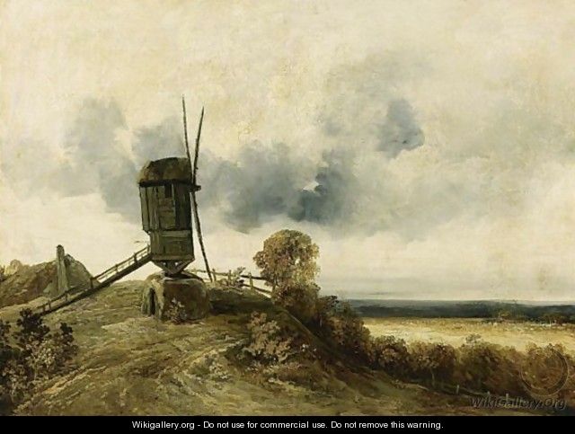 A Windmill In An Extensive Landscape - Georges Michel