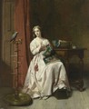 An Elegant Lady With A Parrot - Florent Willems